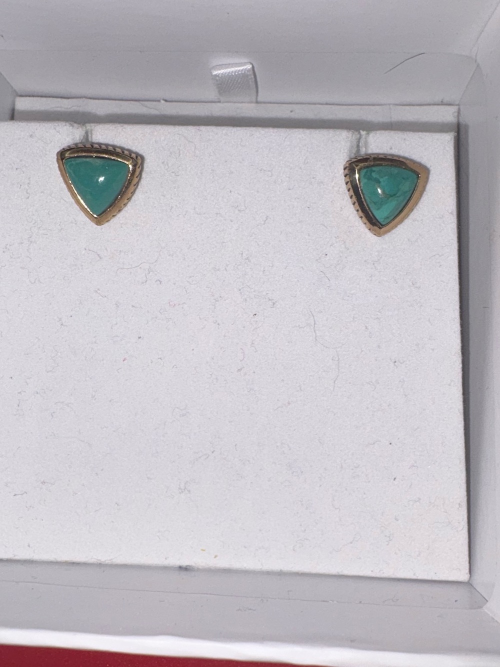 Barse Gold-Trim Turquoise Triangle Stud Earrings